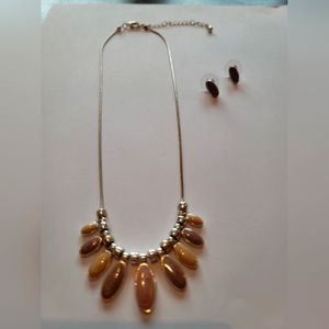 Womens Necklace With Matching Pierced Earrings